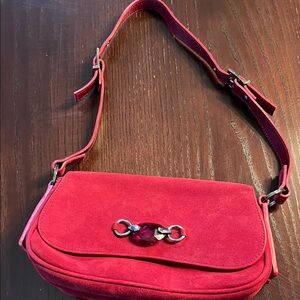 Stuart Weitzman Vibrant Red Suede Shoulder Bag